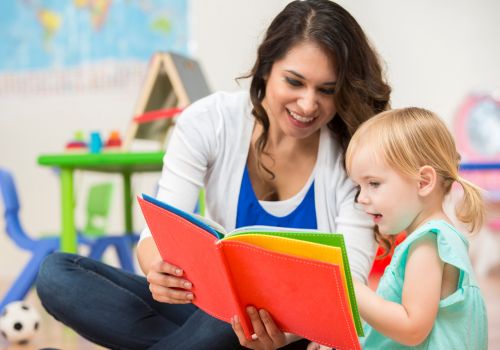 Preschool teacher reading